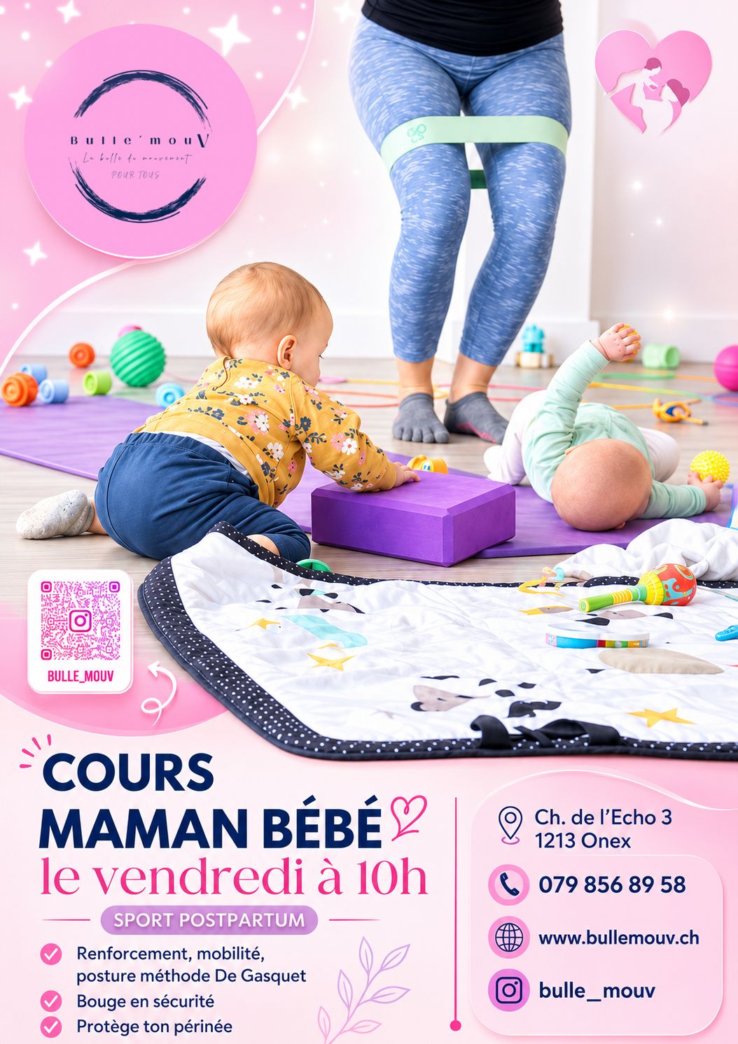 Flyer cours maman-bébé Bulle'mouV